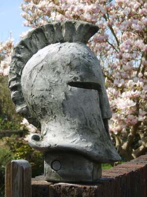 gothic stone sculpture in shape of a helmet